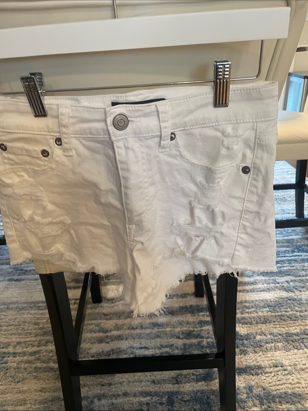 White Distressed Denim Jean Shorts